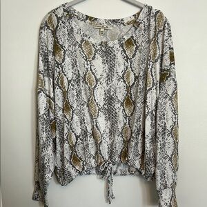 Express One Eleven Animal Print Long Sleeve Top